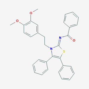 molecular formula C32H28N2O3S B427405 N-(3-[2-(3,4-dimethoxyphenyl)ethyl]-4,5-diphenyl-1,3-thiazol-2(3H)-ylidene)benzamide 
