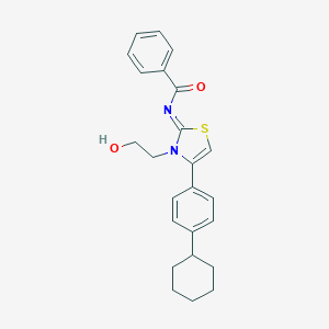 molecular formula C24H26N2O2S B427406 N-(4-(4-cyclohexylphenyl)-3-(2-hydroxyethyl)-1,3-thiazol-2(3H)-ylidene)benzamide 