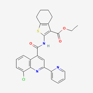 molecular formula C26H22ClN3O3S B4274060 ethyl 2-({[8-chloro-2-(2-pyridinyl)-4-quinolinyl]carbonyl}amino)-4,5,6,7-tetrahydro-1-benzothiophene-3-carboxylate 