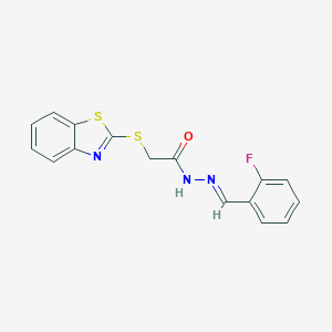molecular formula C16H12FN3OS2 B427409 2-(1,3-benzothiazol-2-ylsulfanyl)-N'-[(E)-(2-fluorophenyl)methylidene]acetohydrazide CAS No. 322413-49-0