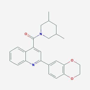 molecular formula C25H26N2O3 B4274169 [2-(2,3-DIHYDRO-1,4-BENZODIOXIN-6-YL)-4-QUINOLYL](3,5-DIMETHYLPIPERIDINO)METHANONE 