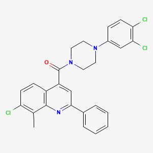 molecular formula C27H22Cl3N3O B4274189 7-chloro-4-{[4-(3,4-dichlorophenyl)-1-piperazinyl]carbonyl}-8-methyl-2-phenylquinoline 