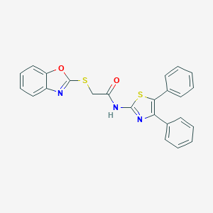 molecular formula C24H17N3O2S2 B427421 2-(1,3-benzoxazol-2-ylsulfanyl)-N-(4,5-diphenyl-1,3-thiazol-2-yl)acetamide CAS No. 353253-30-2