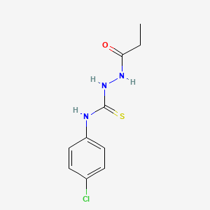 molecular formula C10H12ClN3OS B4274263 N-(4-chlorophenyl)-2-propionylhydrazinecarbothioamide 