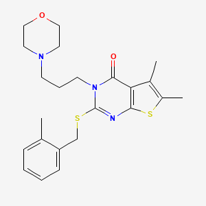 molecular formula C23H29N3O2S2 B4274279 5,6-DIMETHYL-2-[(2-METHYLBENZYL)SULFANYL]-3-(3-MORPHOLINOPROPYL)THIENO[2,3-D]PYRIMIDIN-4(3H)-ONE 