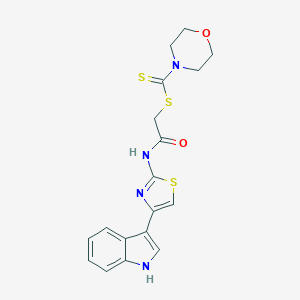 molecular formula C18H18N4O2S3 B427429 2-{[4-(1H-indol-3-yl)-1,3-thiazol-2-yl]amino}-2-oxoethyl 4-morpholinecarbodithioate 