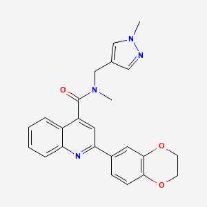 2-(2,3-dihydro-1,4-benzodioxin-6-yl)-N-methyl-N-[(1-methyl-1H-pyrazol-4-yl)methyl]-4-quinolinecarboxamide