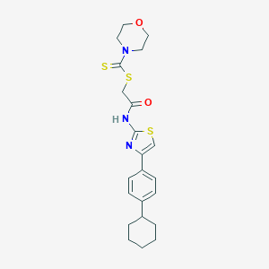 molecular formula C22H27N3O2S3 B427431 2-{[4-(4-Cyclohexylphenyl)-1,3-thiazol-2-yl]amino}-2-oxoethyl 4-morpholinecarbodithioate 