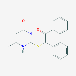 molecular formula C19H16N2O2S B427433 2-[(4-Hydroxy-6-methyl-2-pyrimidinyl)sulfanyl]-1,2-diphenylethanone CAS No. 307325-84-4