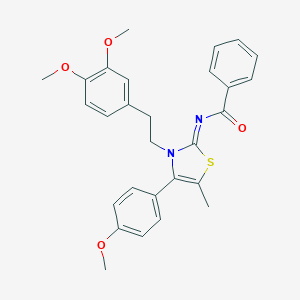 molecular formula C28H28N2O4S B427436 N-(3-[2-(3,4-dimethoxyphenyl)ethyl]-4-(4-methoxyphenyl)-5-methyl-1,3-thiazol-2(3H)-ylidene)benzamide 
