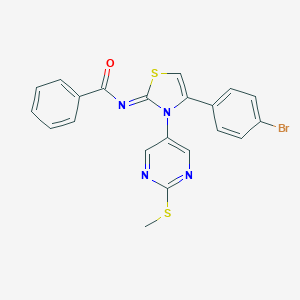 molecular formula C21H15BrN4OS2 B427438 N-(4-(4-bromophenyl)-3-[2-(methylsulfanyl)-5-pyrimidinyl]-1,3-thiazol-2(3H)-ylidene)benzamide 