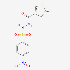 molecular formula C12H11N3O5S2 B4274422 5-methyl-N'-[(4-nitrophenyl)sulfonyl]-3-thiophenecarbohydrazide 