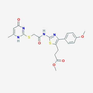 methyl 3-[4-(4-methoxyphenyl)-2-[[2-[(6-methyl-4-oxo-1H-pyrimidin-2-yl)sulfanyl]acetyl]amino]-1,3-thiazol-5-yl]propanoate