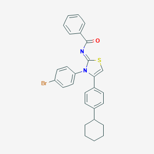 molecular formula C28H25BrN2OS B427446 N-(3-(4-bromophenyl)-4-(4-cyclohexylphenyl)-1,3-thiazol-2(3H)-ylidene)benzamide 