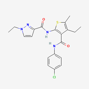 molecular formula C20H21ClN4O2S B4274476 N-{3-[(4-chlorophenyl)carbamoyl]-4-ethyl-5-methylthiophen-2-yl}-1-ethyl-1H-pyrazole-3-carboxamide 