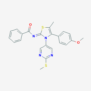 molecular formula C23H20N4O2S2 B427448 N-(4-(4-methoxyphenyl)-5-methyl-3-[2-(methylsulfanyl)-5-pyrimidinyl]-1,3-thiazol-2(3H)-ylidene)benzamide 