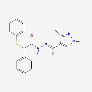 molecular formula C20H20N4OS B4274482 N'-[(E)-(1,3-dimethyl-1H-pyrazol-4-yl)methylidene]-2-phenyl-2-(phenylsulfanyl)acetohydrazide 