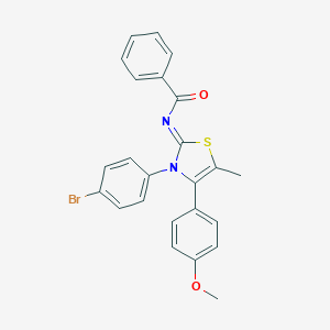 molecular formula C24H19BrN2O2S B427449 N-(3-(4-bromophenyl)-4-(4-methoxyphenyl)-5-methyl-1,3-thiazol-2(3H)-ylidene)benzamide 