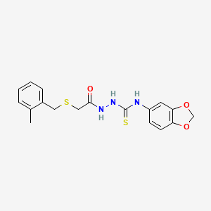 molecular formula C18H19N3O3S2 B4274496 N-1,3-benzodioxol-5-yl-2-{[(2-methylbenzyl)thio]acetyl}hydrazinecarbothioamide 