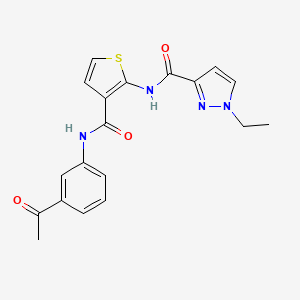 molecular formula C19H18N4O3S B4274502 N-{3-[(3-acetylphenyl)carbamoyl]thiophen-2-yl}-1-ethyl-1H-pyrazole-3-carboxamide 