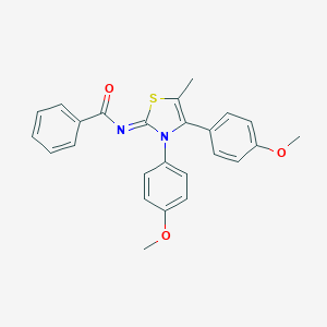 molecular formula C25H22N2O3S B427451 N-(3,4-bis(4-methoxyphenyl)-5-methyl-1,3-thiazol-2(3H)-ylidene)benzamide 