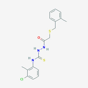 molecular formula C18H20ClN3OS2 B4274521 N-(3-chloro-2-methylphenyl)-2-{[(2-methylbenzyl)thio]acetyl}hydrazinecarbothioamide 