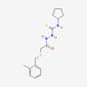 molecular formula C16H23N3OS2 B4274528 N-cyclopentyl-2-{[(2-methylbenzyl)thio]acetyl}hydrazinecarbothioamide 