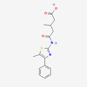 molecular formula C16H18N2O3S B4274532 3-methyl-5-[(5-methyl-4-phenyl-1,3-thiazol-2-yl)amino]-5-oxopentanoic acid 