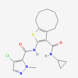 molecular formula C19H23ClN4O2S B4274554 4-CHLORO-N-[3-(CYCLOPROPYLCARBAMOYL)-4H5H6H7H8H9H-CYCLOOCTA[B]THIOPHEN-2-YL]-1-METHYL-1H-PYRAZOLE-5-CARBOXAMIDE 