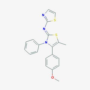 molecular formula C20H17N3OS2 B427456 N-(4-(4-methoxyphenyl)-5-methyl-3-phenyl-1,3-thiazol-2(3H)-ylidene)-N-(1,3-thiazol-2-yl)amine 