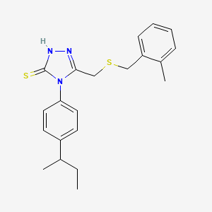 molecular formula C21H25N3S2 B4274565 4-[4-(butan-2-yl)phenyl]-5-{[(2-methylbenzyl)sulfanyl]methyl}-4H-1,2,4-triazole-3-thiol 