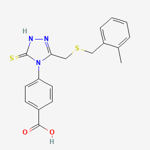 4-(3-mercapto-5-{[(2-methylbenzyl)thio]methyl}-4H-1,2,4-triazol-4-yl)benzoic acid