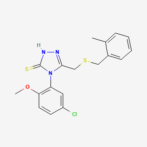 molecular formula C18H18ClN3OS2 B4274583 4-(5-chloro-2-methoxyphenyl)-5-{[(2-methylbenzyl)thio]methyl}-4H-1,2,4-triazole-3-thiol 