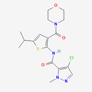 molecular formula C17H21ClN4O3S B4274589 4-CHLORO-1-METHYL-N-[3-(MORPHOLINE-4-CARBONYL)-5-(PROPAN-2-YL)THIOPHEN-2-YL]-1H-PYRAZOLE-5-CARBOXAMIDE 