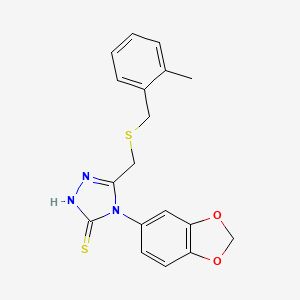 molecular formula C18H17N3O2S2 B4274596 4-(1,3-benzodioxol-5-yl)-5-{[(2-methylbenzyl)thio]methyl}-4H-1,2,4-triazole-3-thiol 