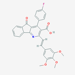 molecular formula C30H22FNO6 B427460 4-(4-fluorophenyl)-5-oxo-2-[2-(3,4,5-trimethoxyphenyl)vinyl]-5H-indeno[1,2-b]pyridine-3-carboxylic acid 