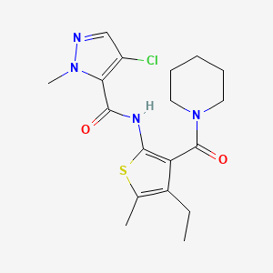 4-CHLORO-N-[4-ETHYL-5-METHYL-3-(PIPERIDINE-1-CARBONYL)THIOPHEN-2-YL]-1-METHYL-1H-PYRAZOLE-5-CARBOXAMIDE