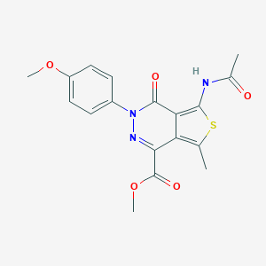 molecular formula C18H17N3O5S B427464 Methyl 5-(acetylamino)-3-(4-methoxyphenyl)-7-methyl-4-oxo-3,4-dihydrothieno[3,4-d]pyridazine-1-carboxylate 