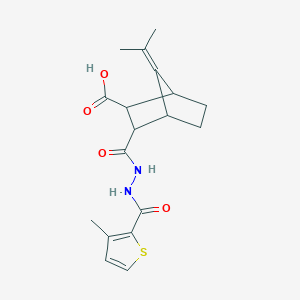 molecular formula C18H22N2O4S B4274640 3-{[(3-methylthiophen-2-yl)formohydrazido]carbonyl}-7-(propan-2-ylidene)bicyclo[2.2.1]heptane-2-carboxylic acid 