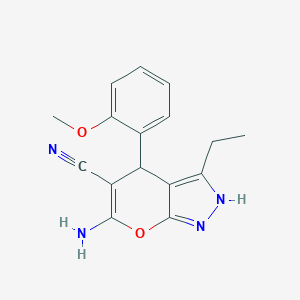 6-Amino-3-ethyl-4-(2-methoxyphenyl)-1,4-dihydropyrano[2,3-c]pyrazole-5-carbonitrile