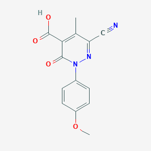 6-Cyano-2-(4-methoxyphenyl)-5-methyl-3-oxo-2,3-dihydro-4-pyridazinecarboxylic acid
