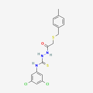 molecular formula C17H17Cl2N3OS2 B4274742 N-(3,5-dichlorophenyl)-2-{[(4-methylbenzyl)thio]acetyl}hydrazinecarbothioamide 