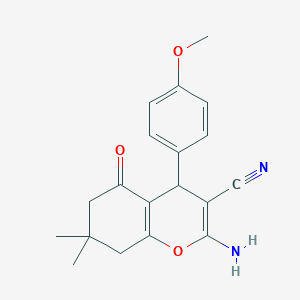 molecular formula C19H20N2O3 B427477 2-amino-4-(4-methoxyphenyl)-7,7-dimethyl-5-oxo-5,6,7,8-tetrahydro-4H-chromene-3-carbonitrile CAS No. 129354-36-5