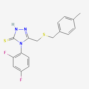 molecular formula C17H15F2N3S2 B4274797 4-(2,4-difluorophenyl)-5-{[(4-methylbenzyl)thio]methyl}-4H-1,2,4-triazole-3-thiol 