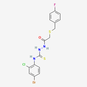 molecular formula C16H14BrClFN3OS2 B4274830 N-(4-bromo-2-chlorophenyl)-2-{[(4-fluorobenzyl)thio]acetyl}hydrazinecarbothioamide 