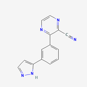 molecular formula C14H9N5 B4274879 3-[3-(1H-pyrazol-3-yl)phenyl]-2-pyrazinecarbonitrile 