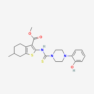 molecular formula C22H27N3O3S2 B4274916 Methyl 2-({[4-(2-hydroxyphenyl)piperazin-1-yl]carbonothioyl}amino)-6-methyl-4,5,6,7-tetrahydro-1-benzothiophene-3-carboxylate 