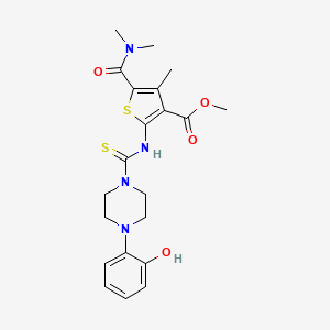 molecular formula C21H26N4O4S2 B4274928 methyl 5-[(dimethylamino)carbonyl]-2-({[4-(2-hydroxyphenyl)-1-piperazinyl]carbonothioyl}amino)-4-methyl-3-thiophenecarboxylate 