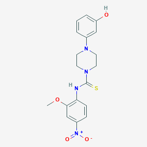 4-(3-hydroxyphenyl)-N-(2-methoxy-4-nitrophenyl)-1-piperazinecarbothioamide