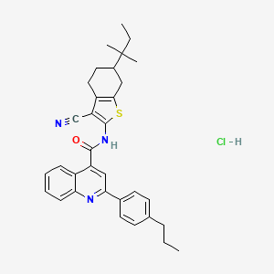 molecular formula C33H36ClN3OS B4274974 N-[3-cyano-6-(1,1-dimethylpropyl)-4,5,6,7-tetrahydro-1-benzothien-2-yl]-2-(4-propylphenyl)-4-quinolinecarboxamide hydrochloride 